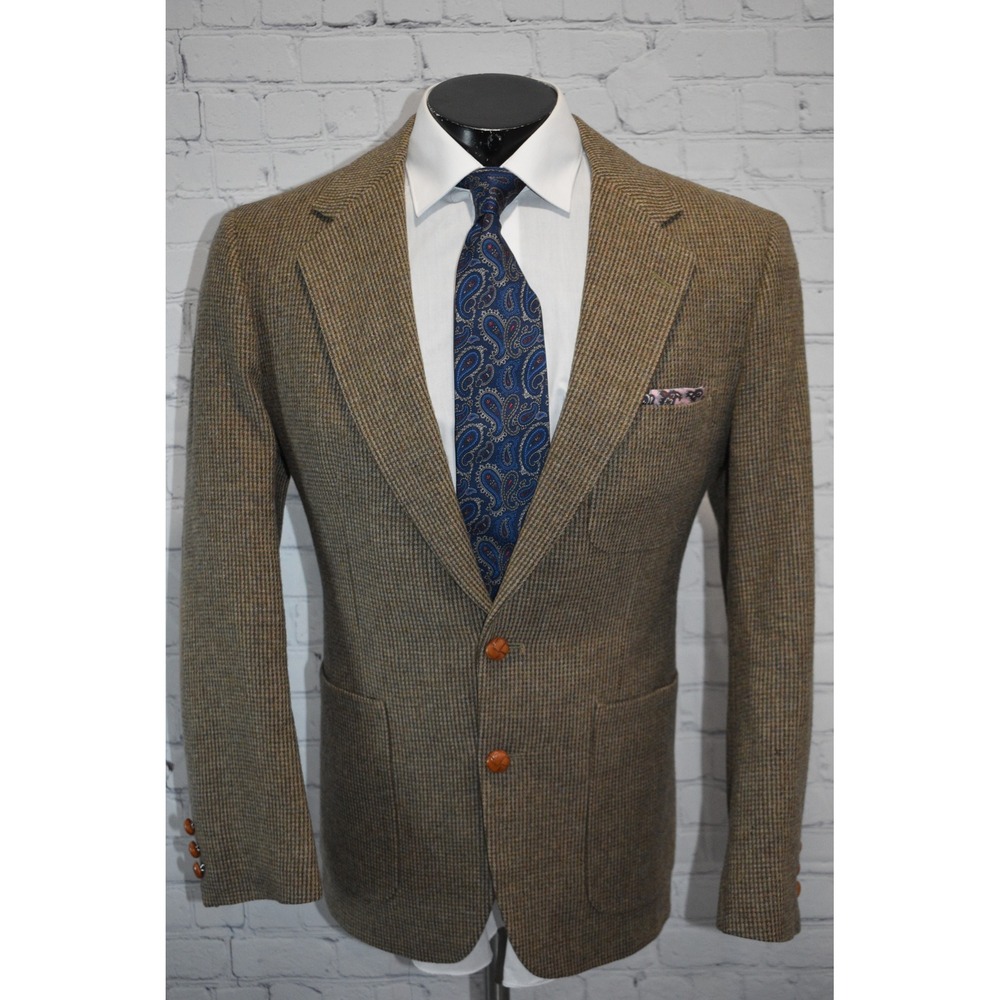 Kuppenheimer Sportsman Collection Blazer Men 42 Reg Brown Tweed Elbow Patches **